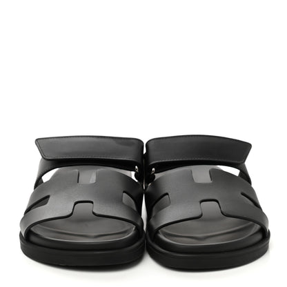Hermes Calfskin Womens Chypre Sandals 36.5 Black 2 of 9