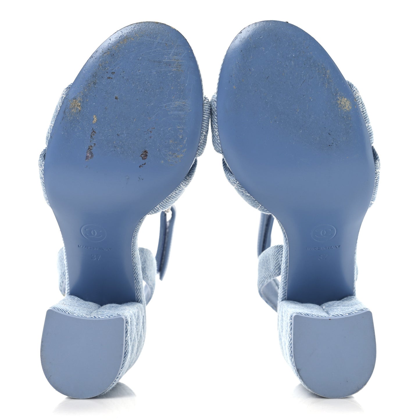 Denim Quilted Sandals 37 Blue