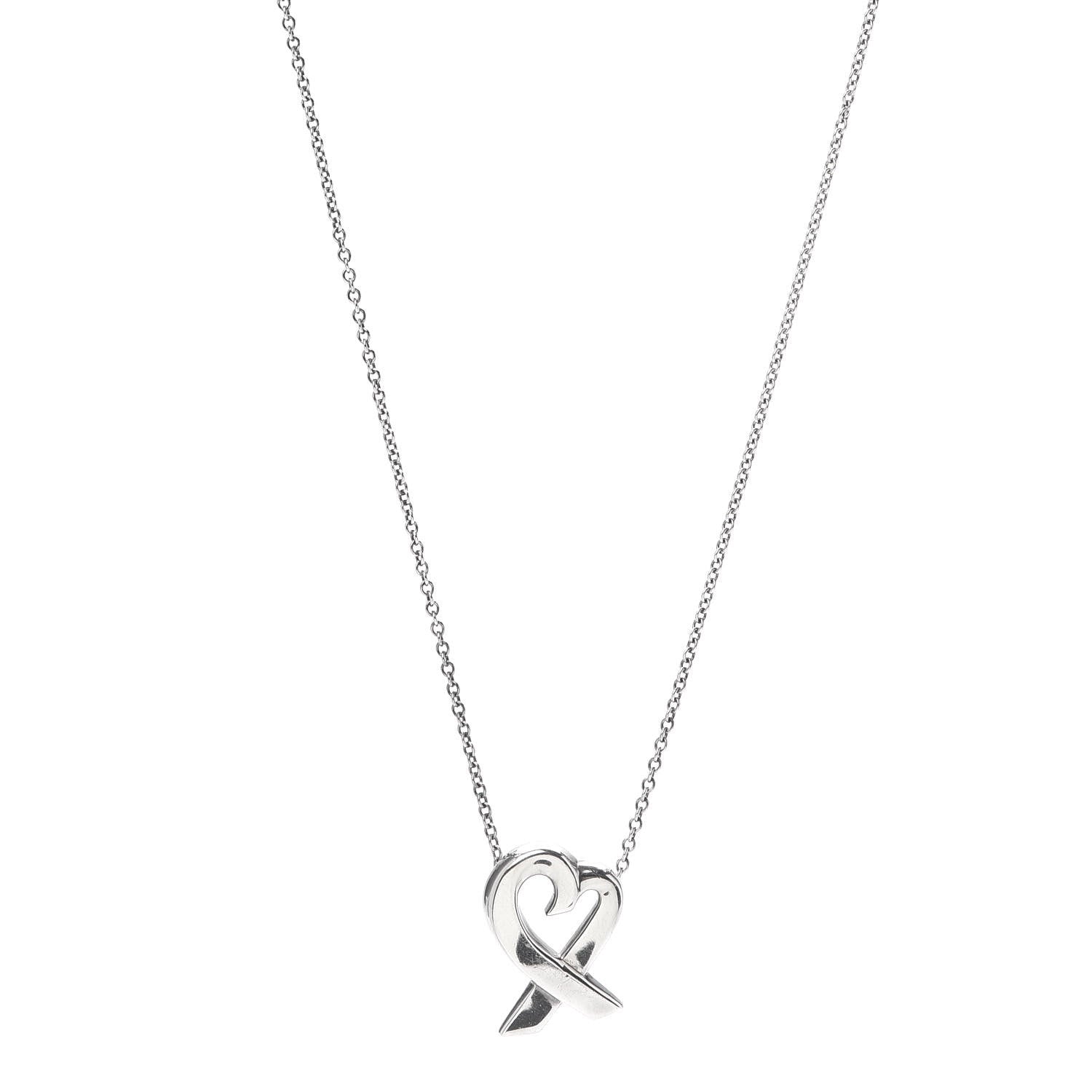 Tiffany Sterling Silver Small Paloma Picasso Loving Heart Pendant Necklace 1 of 5