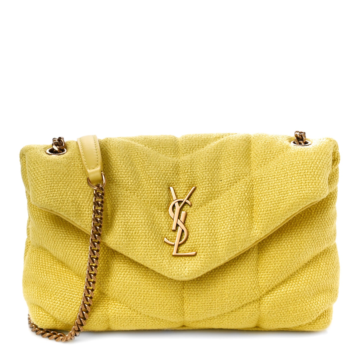 Canvas Quilted Toy Loulou Puffer Monogram Chain Satchel Jaune Citron
