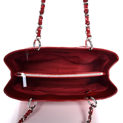 Chanel Patent Quilted Grand Shopping Tote GST Red 5 of 7
