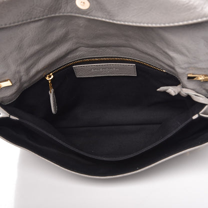 Balenciaga Agneau Giant 12 Gold Hardware Envelope Strap Clutch Gris Pyrite 6 of 15