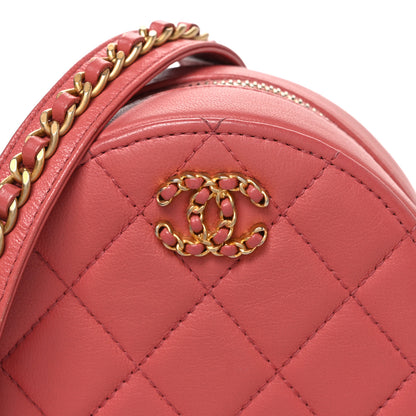 Chanel Goatskin Quilted Chanel 19 Round Clutch With Chain  Coral 7 of 9