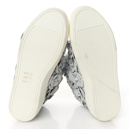 Chanel Lambskin Striped Camellia High Top Sneakers 37 Grey 6 of 8