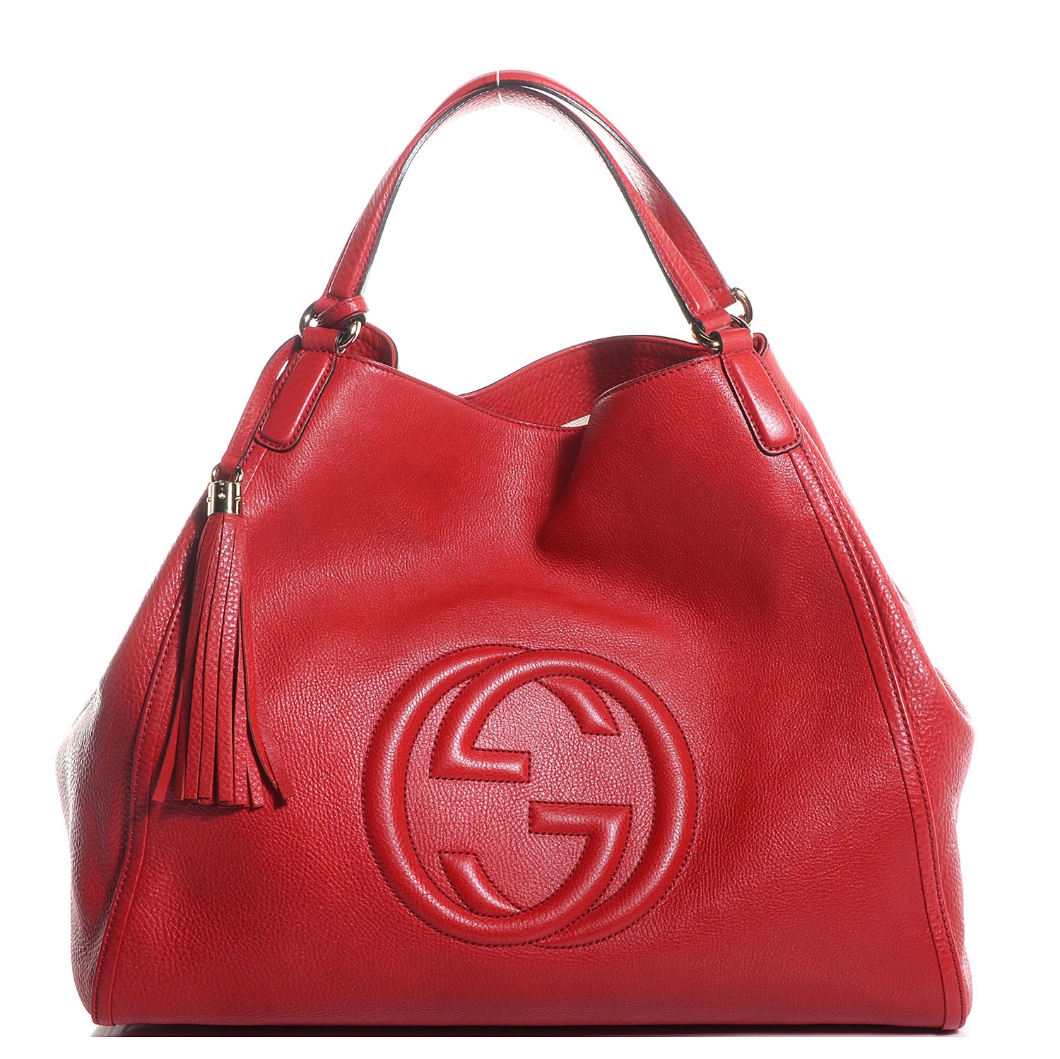 Gucci Pebbled Calfskin Large Soho Shoulder Bag Red 1 of 7