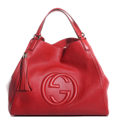 Gucci Pebbled Calfskin Large Soho Shoulder Bag Red 1 of 7