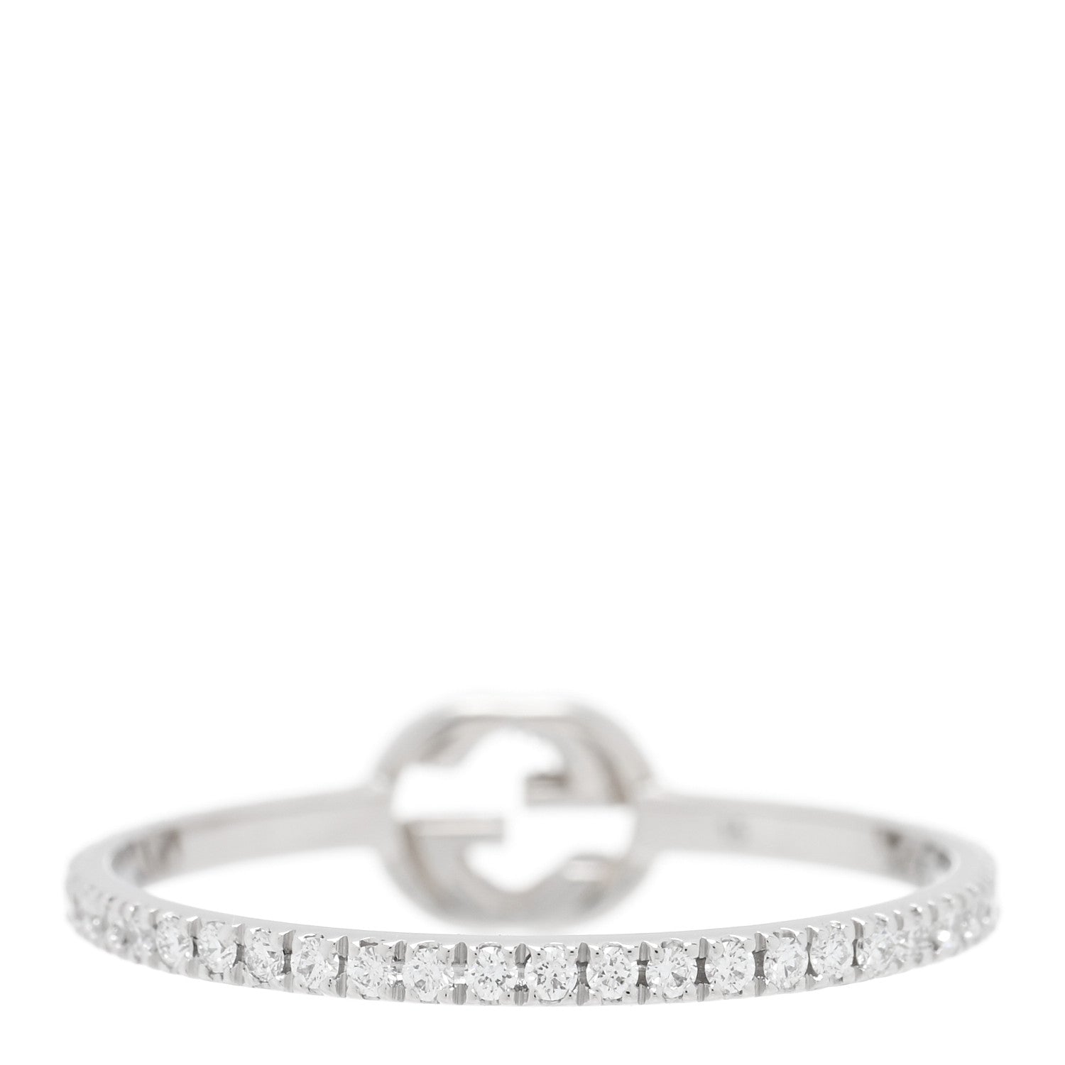 Gucci 18K White Gold Diamond Interlocking G Ring 55 7.25 3 of 4