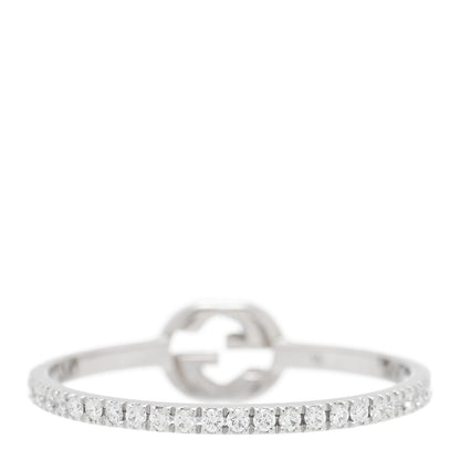 Gucci 18K White Gold Diamond Interlocking G Ring 55 7.25 3 of 4