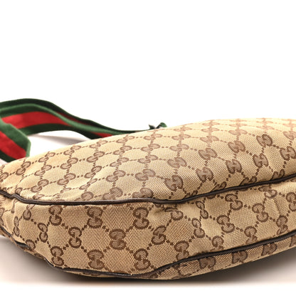 Gucci Monogram Web Medium Half Moon Hobo Dark Brown 8 of 9