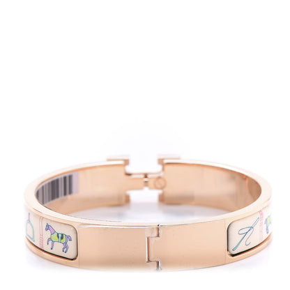Hermes Enamel Couvertures et Tenues de Jour Narrow Clic Clac H Bracelet PM Pannacotta 3 of 5