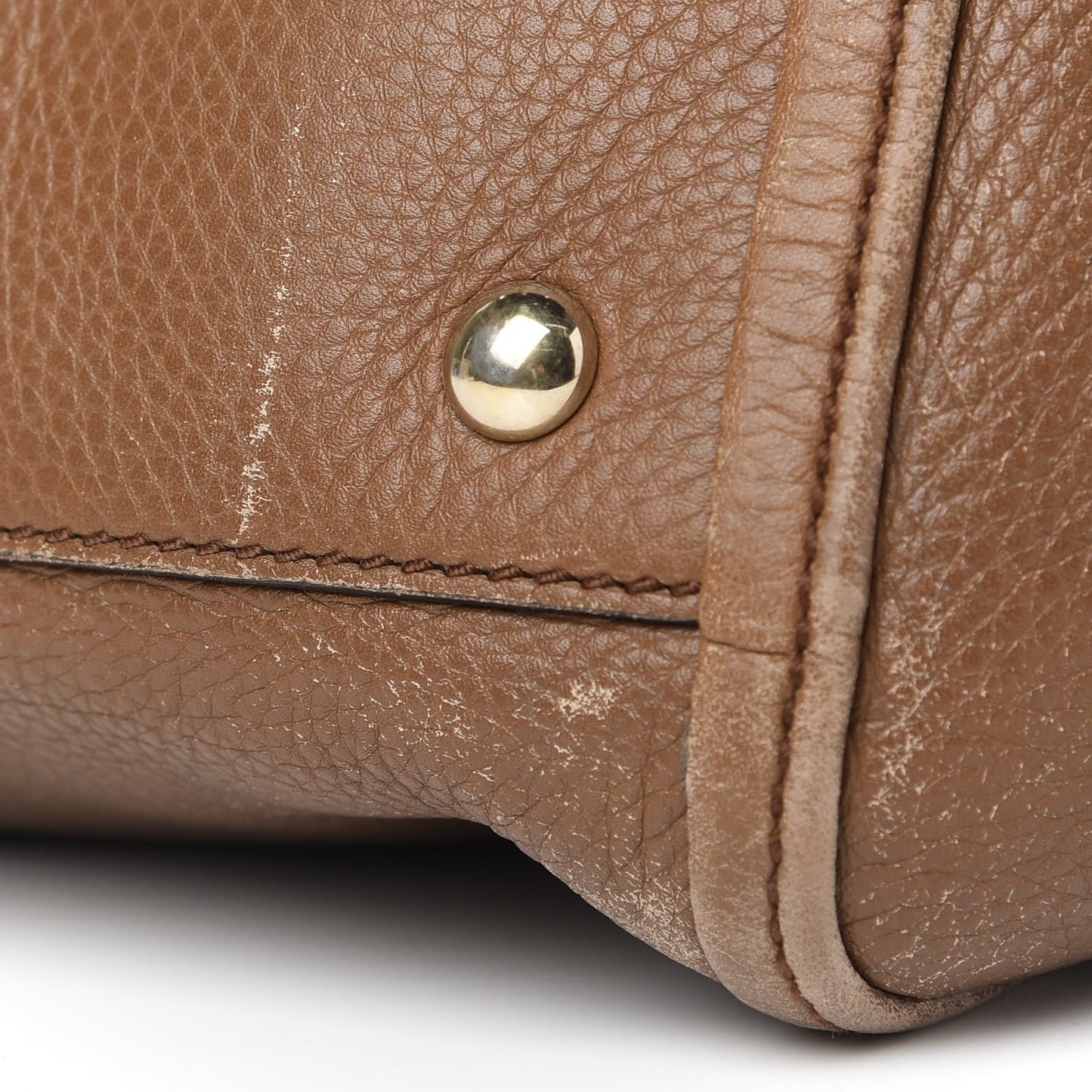 Pebbled Calfskin Medium Soho Shoulder Bag Brown
