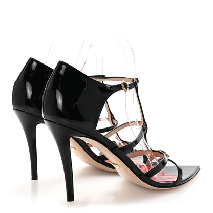 Gucci Vernice Crystal Horsebit Sandals 39 Black 5 of 9