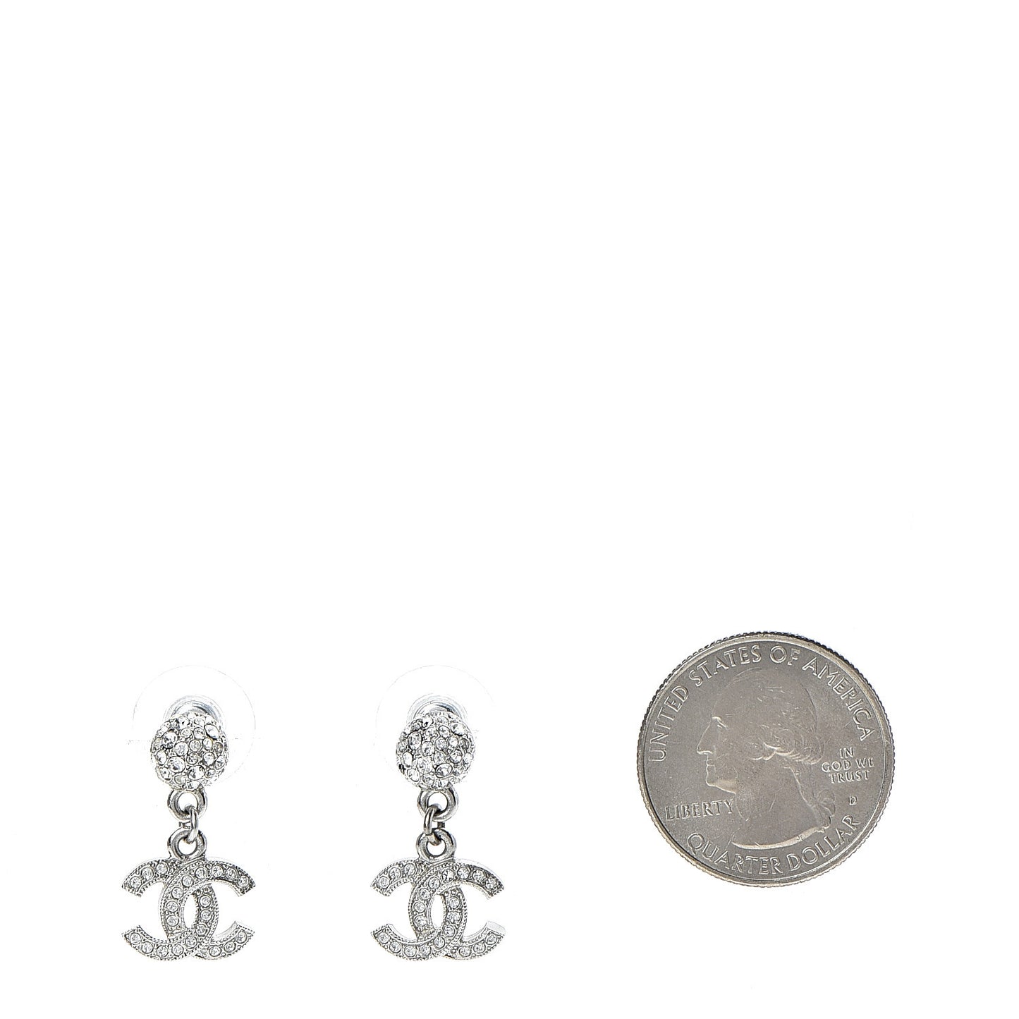 Crystal CC Drop Earrings Silver