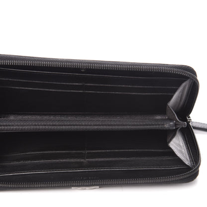 Chanel Lambskin Chevron Quilted Zip Around Boy Wallet Black 5 of 8