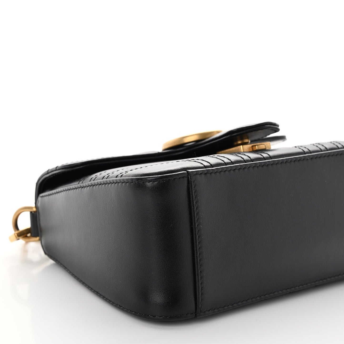 Calfskin Matelasse Mini GG Marmont Top Handle Shoulder Bag Black