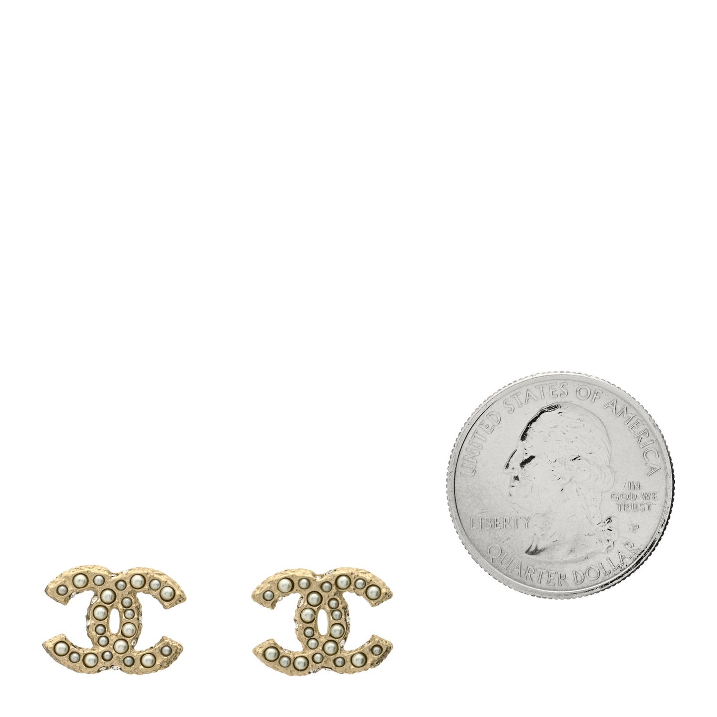 Pearl Crystal CC Earrings Light Gold
