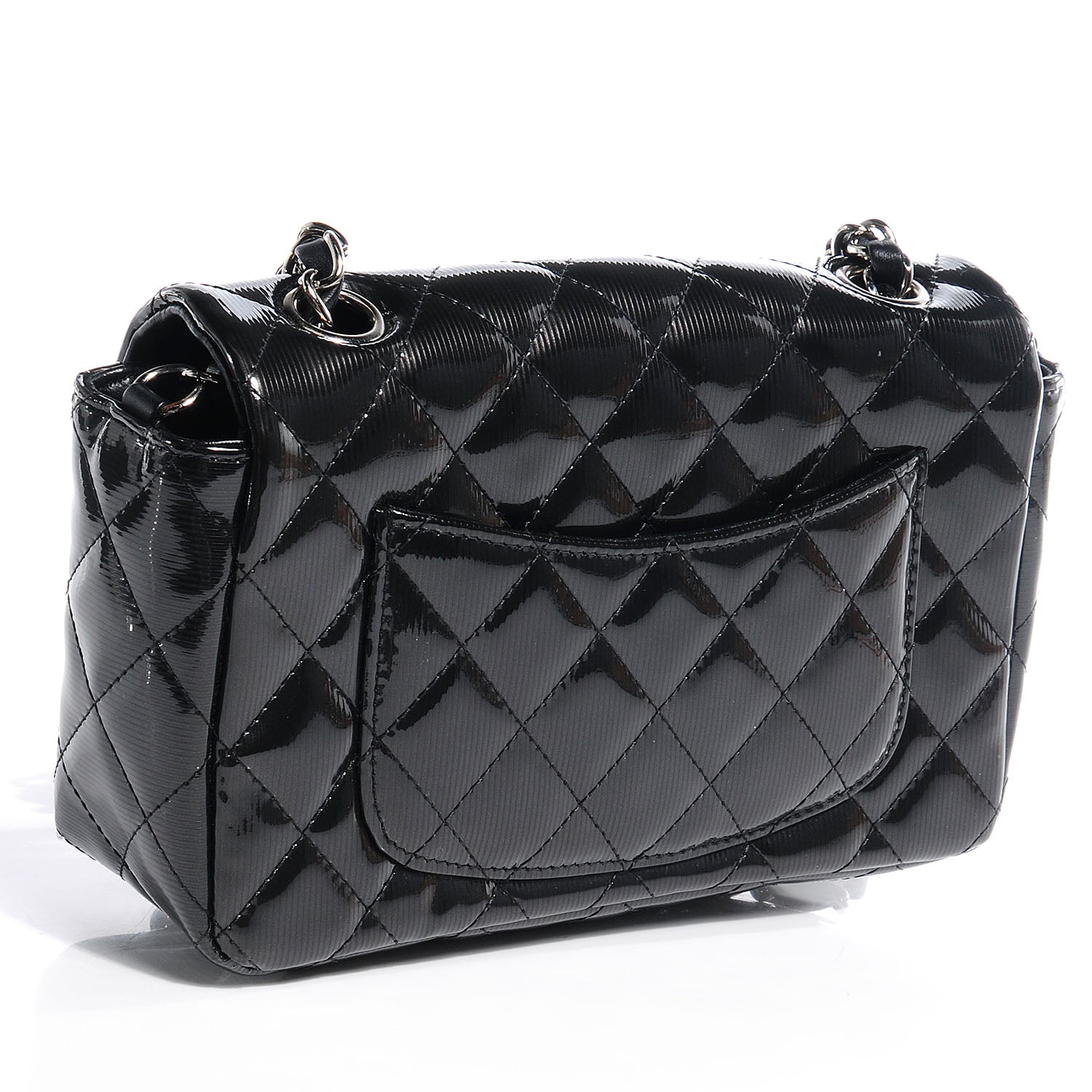 Chanel Striated Patent Leather Quilted Mini Flap Black 3 of 8