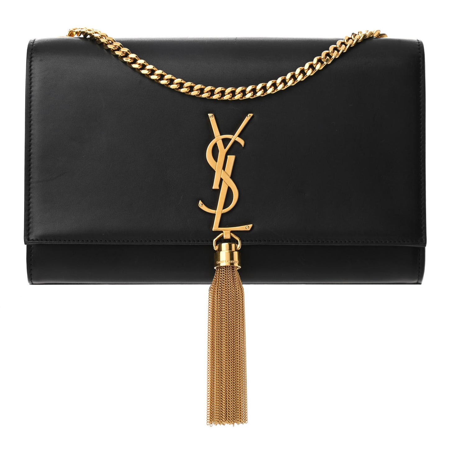 Smooth Calfskin Medium Classic Monogram Kate Tassel Satchel Black