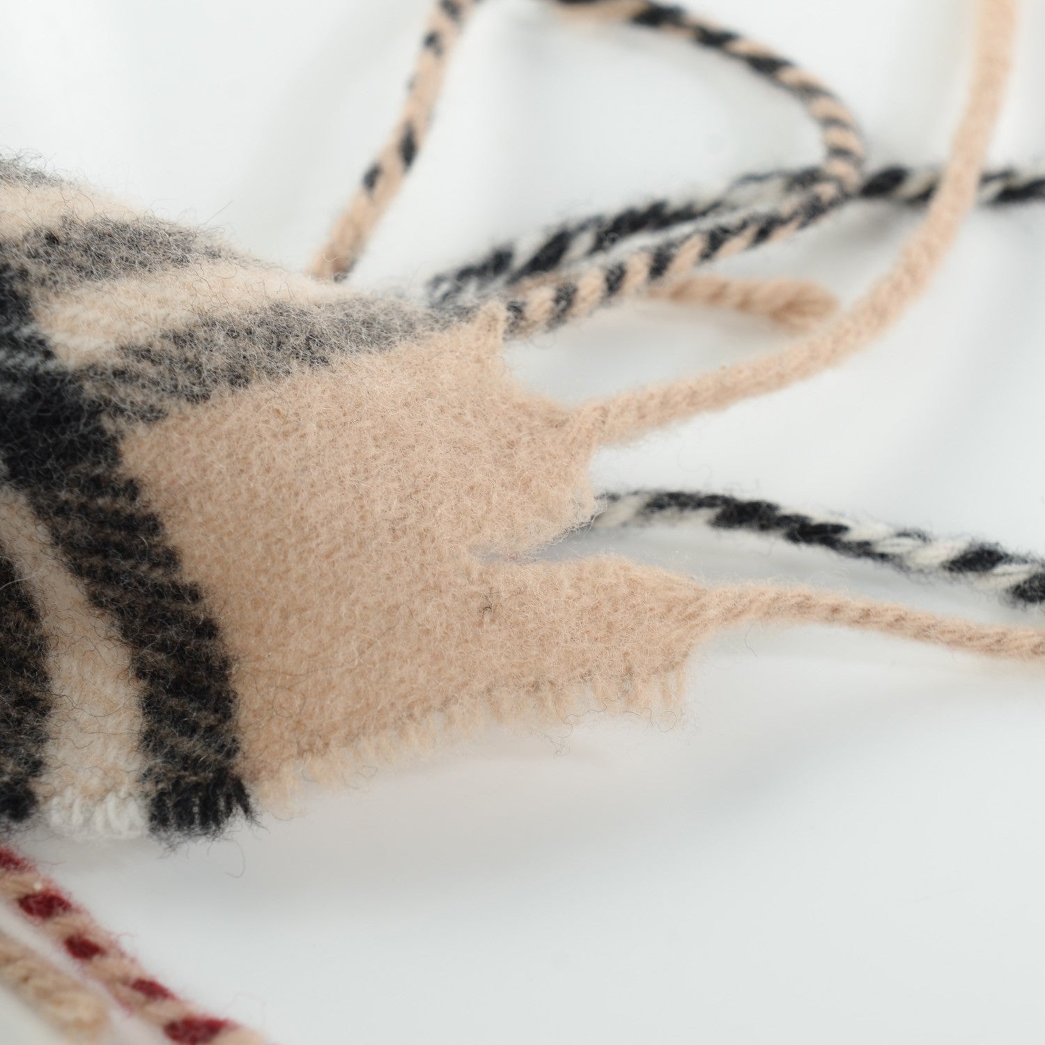 Burberry Lambswool Check Fringe Scarf Camel 5 of 5