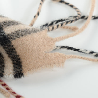 Burberry Lambswool Check Fringe Scarf Camel 5 of 5