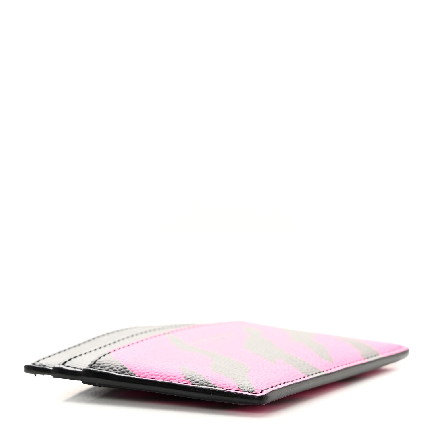 Saint Laurent Calfskin Zebra Print Credit Card Case Fuchsia Black 4 of 17