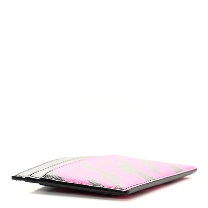 Saint Laurent Calfskin Zebra Print Credit Card Case Fuchsia Black 4 of 17
