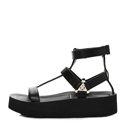 Hermes Calfskin Womens Enid Sandals 38 Black 1 of 8