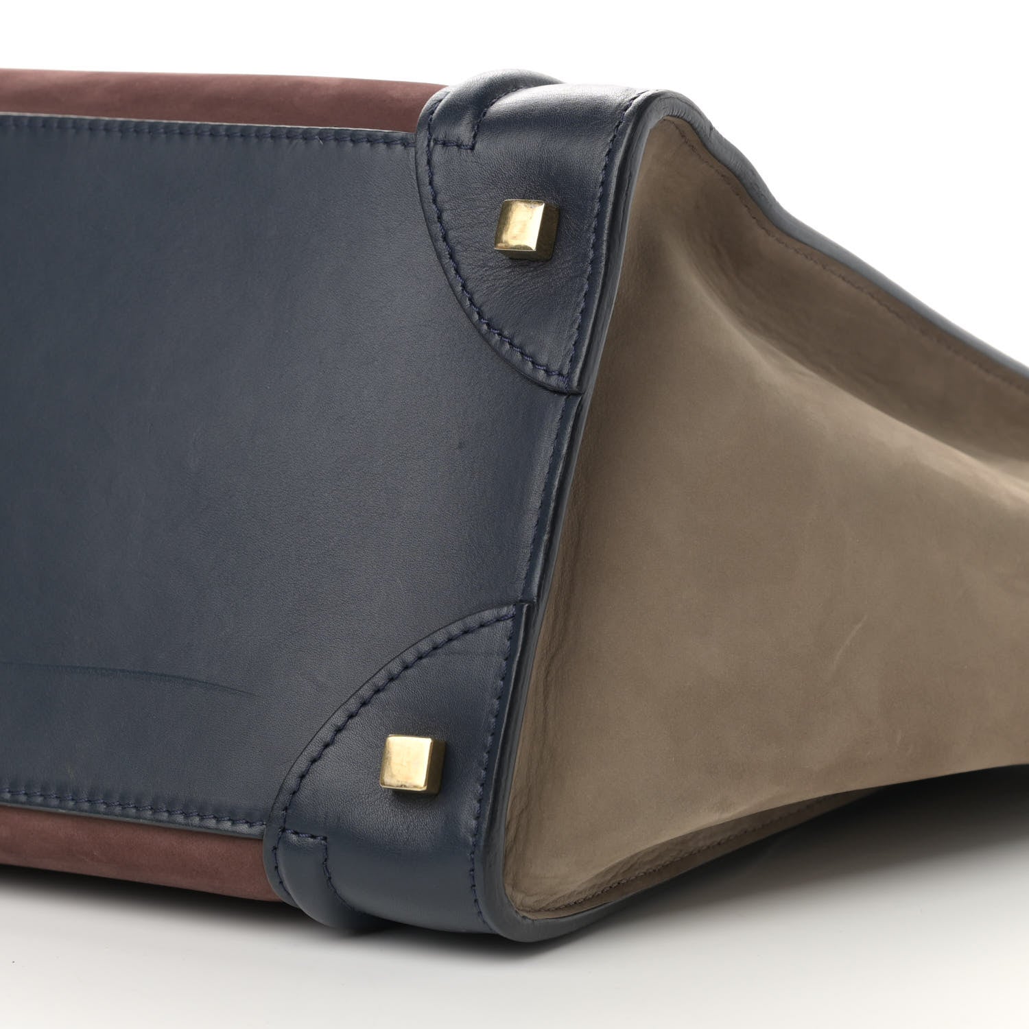 Celine Nubuck Smooth Calfskin Mini Tri-Color Luggage Marron 10 of 14