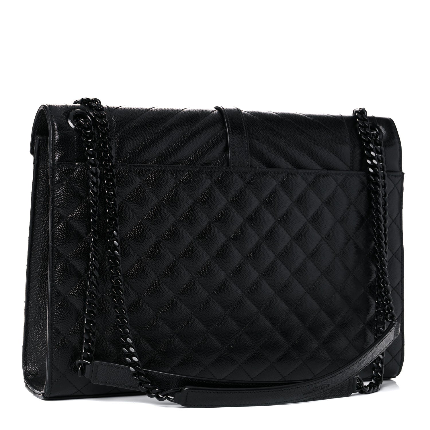 Saint Laurent Grain De Poudre Textured Mixed Matelasse Large Triquilt Monogram Monochrome Satchel Black 2 of 9