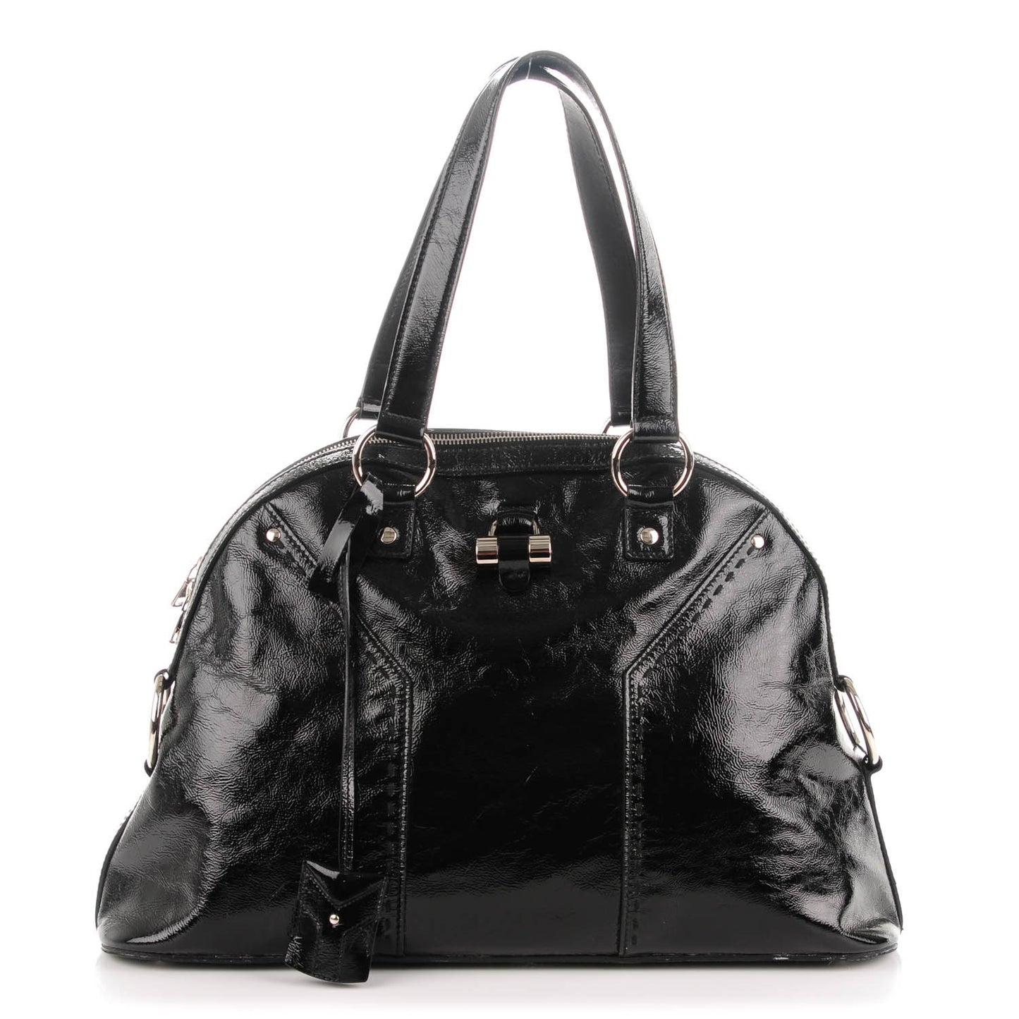 Patent Calfskin Large Muse Black