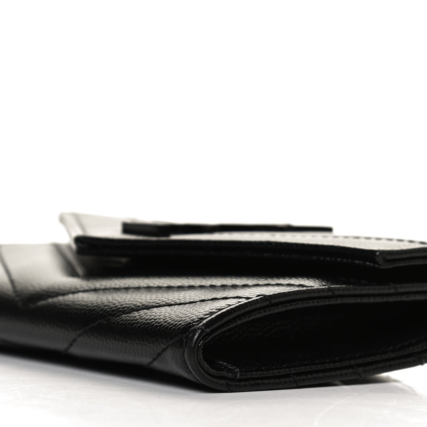 Grain De Poudre Matelasse Chevron Small Monochrome Monogram Envelope Wallet Black