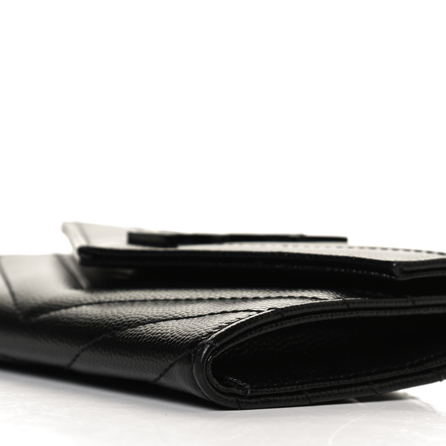 Saint Laurent Grain De Poudre Matelasse Chevron Small Monochrome Monogram Envelope Wallet Black 8 of 11