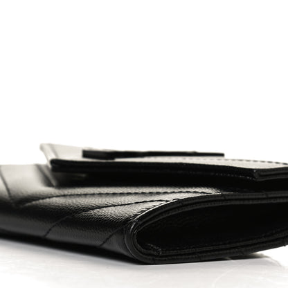 Saint Laurent Grain De Poudre Matelasse Chevron Small Monochrome Monogram Envelope Wallet Black 8 of 11
