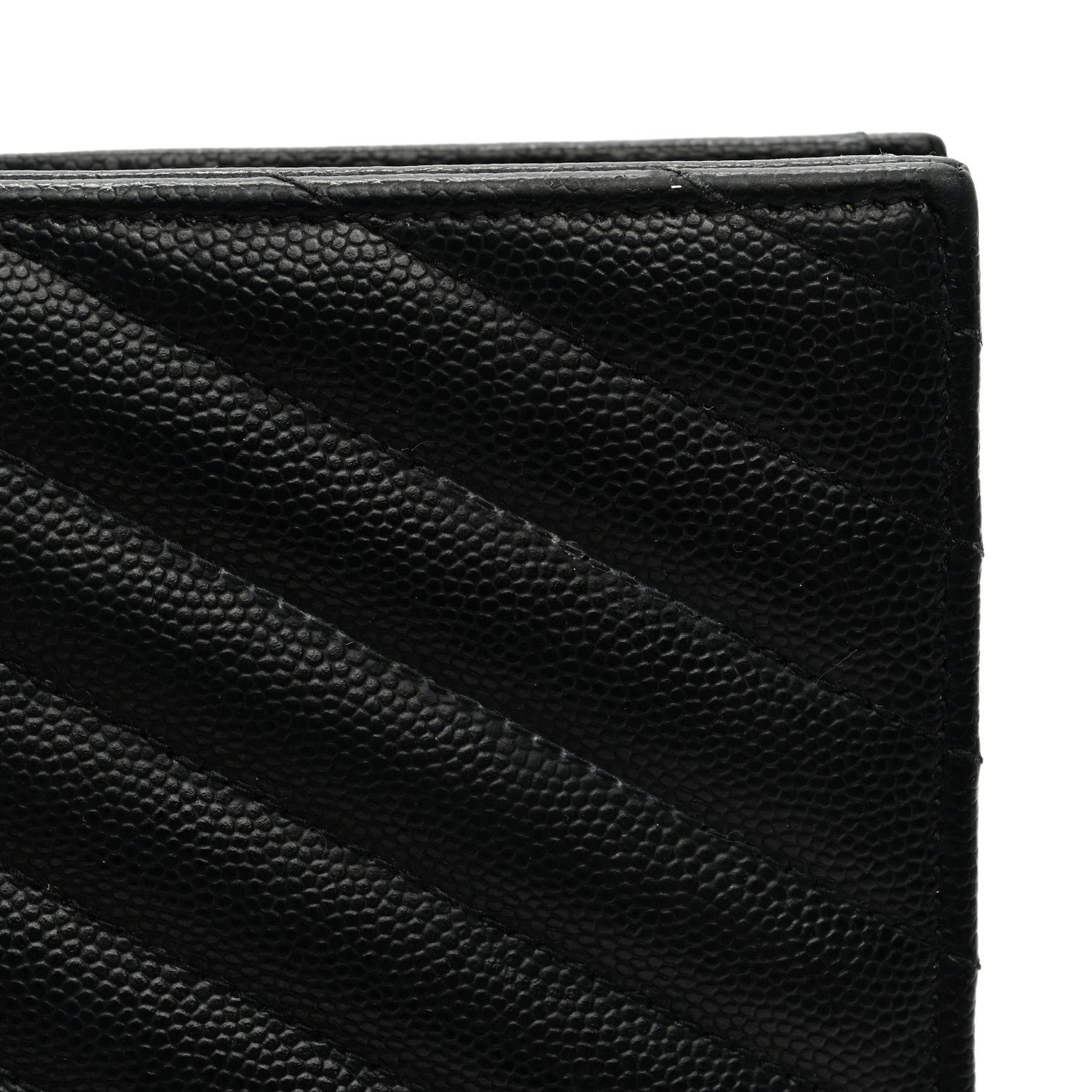 Saint Laurent Grain De Poudre Matelasse Chevron Monogram Envelope Chain Wallet Black 9 of 9