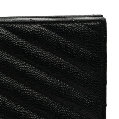 Saint Laurent Grain De Poudre Matelasse Chevron Monogram Envelope Chain Wallet Black 9 of 9