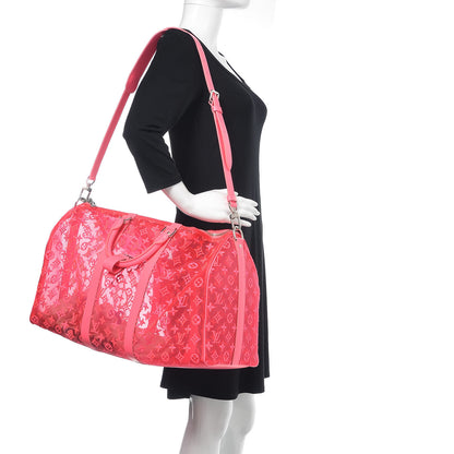Louis Vuitton Monogram Fluo See Through Keepall Bandouliere 50 Rose 2 of 10