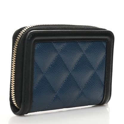 Chanel Caviar Quilted Filigree Coin Purse Navy Black 3 of 7