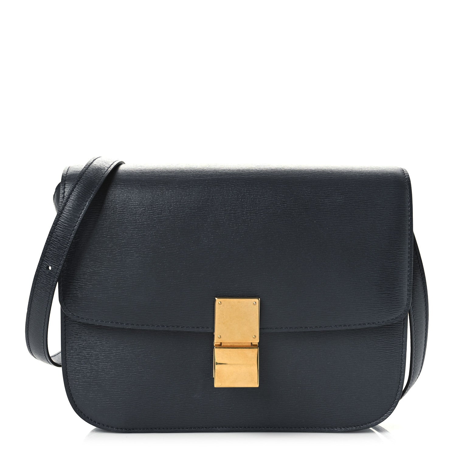 Celine Liege Calfskin Medium Classic Box Flap Bag Dark Blue 1 of 9