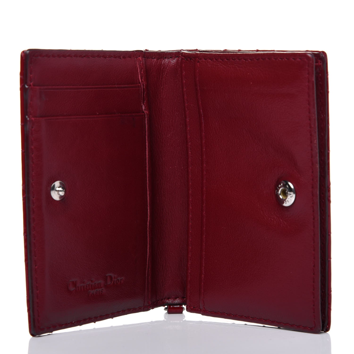 Christian Dior Patent Cannage Small Lady Dior Flap Card Holder Scarlet 5 of 13