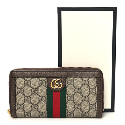 Gucci GG Supreme Monogram Web Ophidia Zip Around Wallet Brown 9 of 9