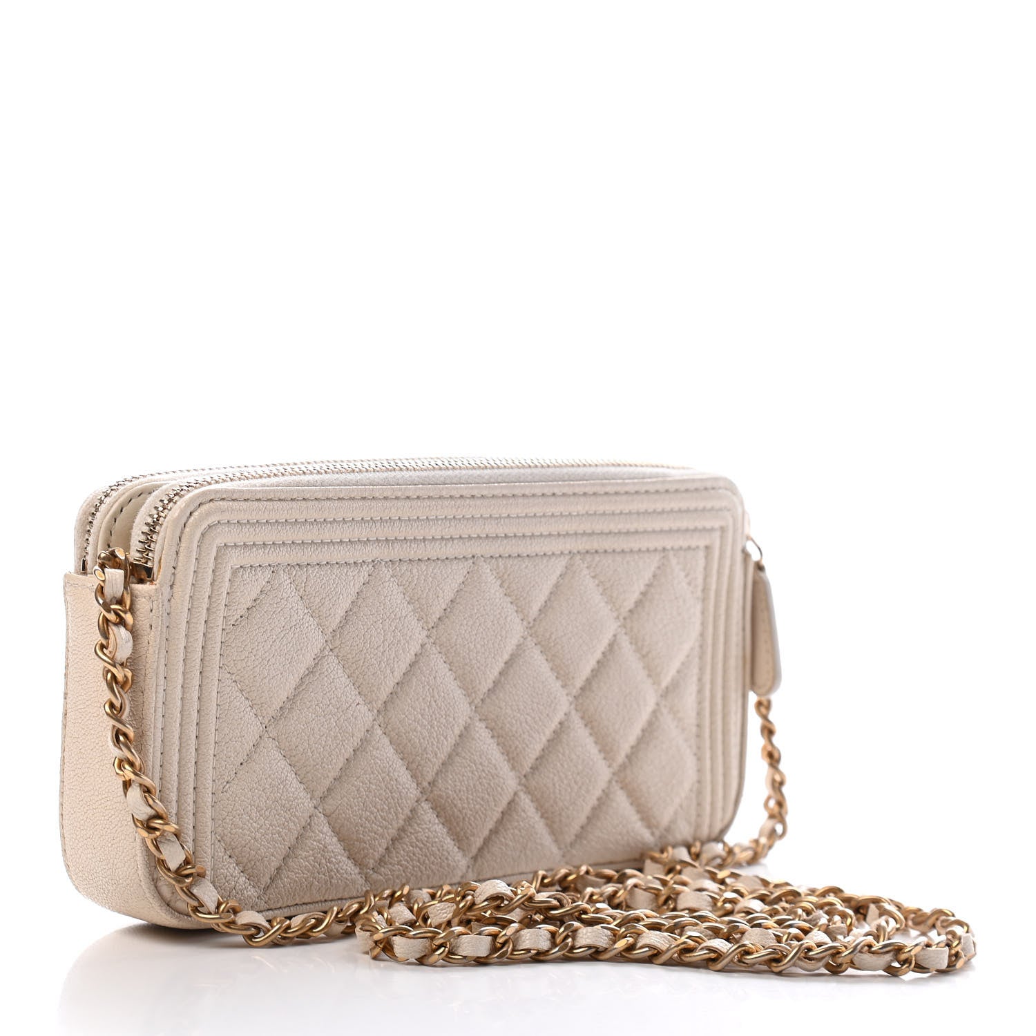Chanel Caviar Quilted Small Boy Clutch With Chain White 2 of 10