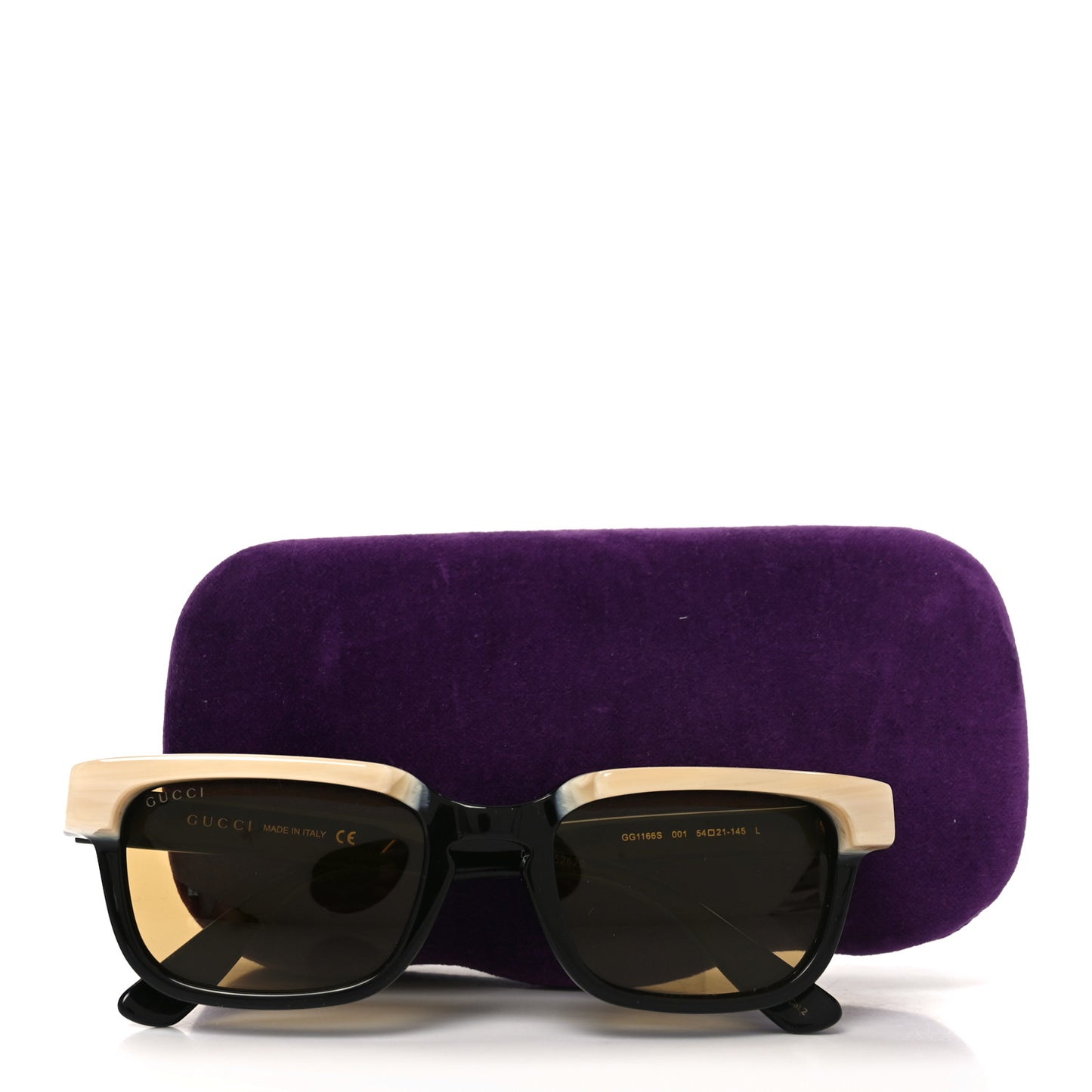 Acetate Rectangle Sunglasses GG1166S Black Beige
