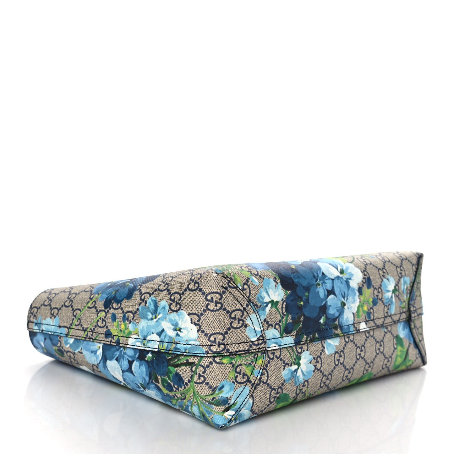 GG Supreme Monogram Blooms Small Reversible Tote Beige Blue Navy