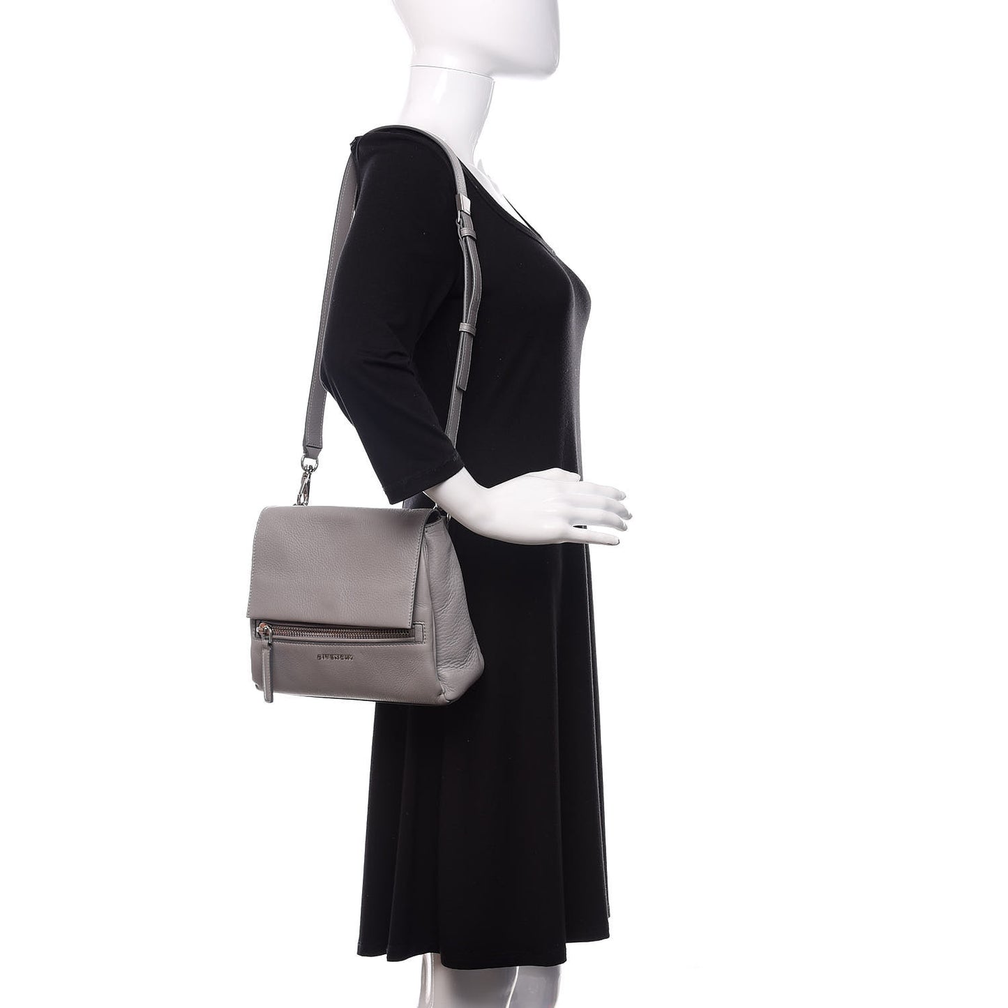 Calfskin Mini Pandora Pure Flap Bag Pearl Grey