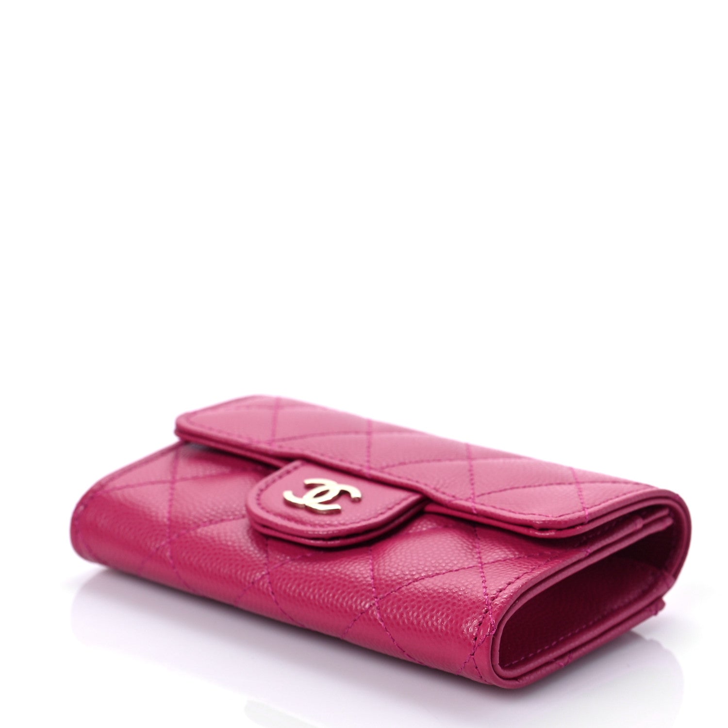 Chanel Caviar Quilted Flap Card Holder Wallet Dark Pink 9 of 9
