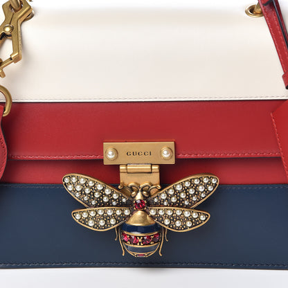 Gucci Calfskin Sylvie Web Queen Margaret Shoulder Bag Blue Agata Hibiscus Red Mystic White 10 of 14