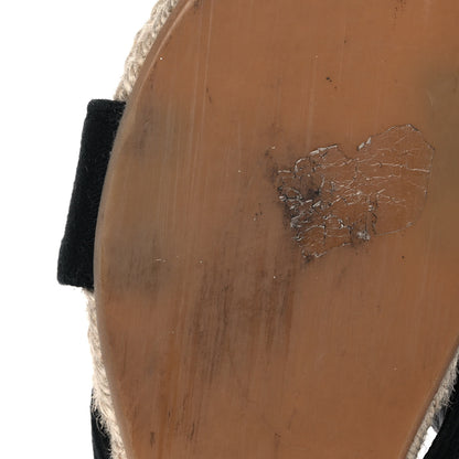 Christian Dior Canvas Embroidered Granville Espadrille Crisscross Flat Slide Sandals 37.5 Black 9 of 11