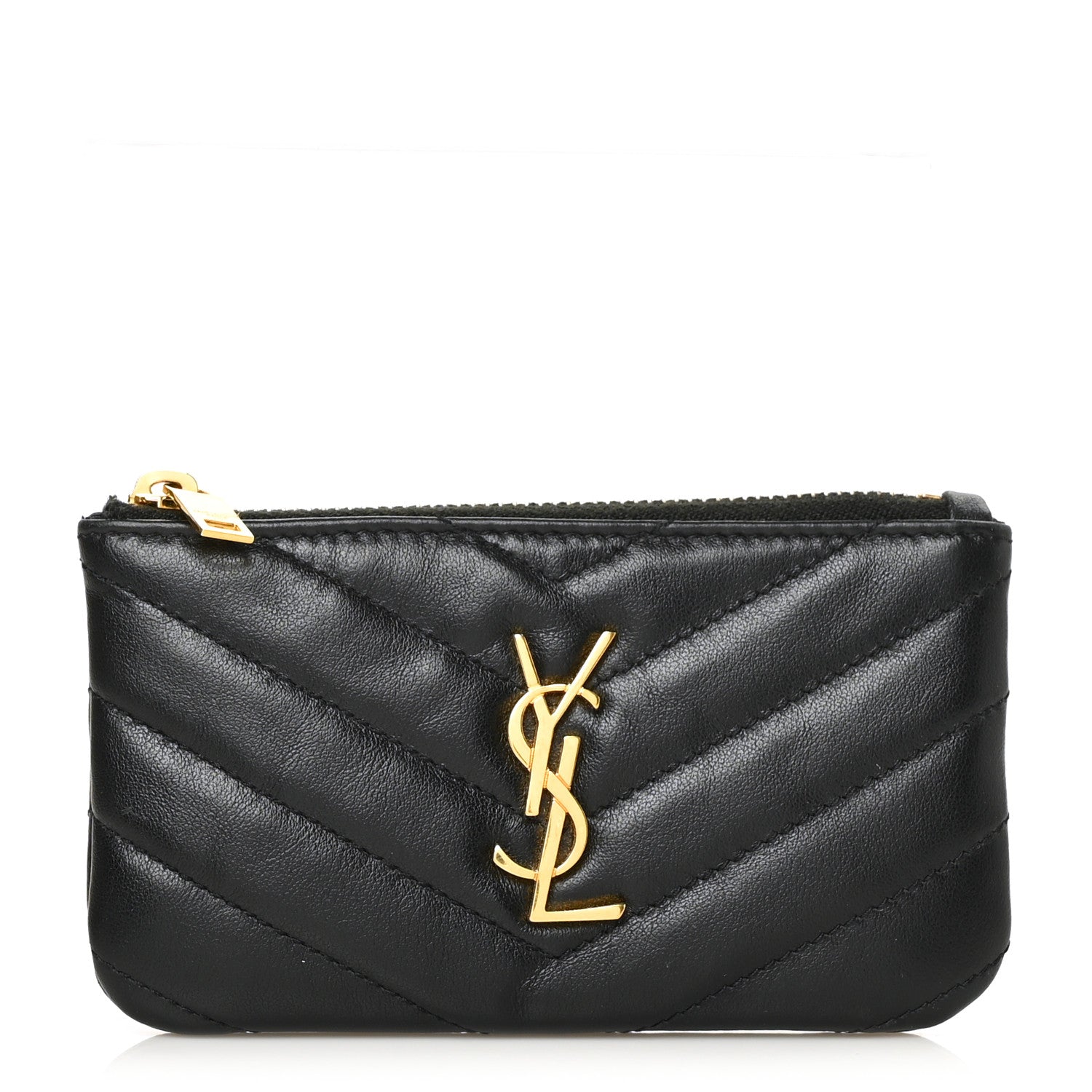 Saint Laurent Calfskin Matelasse Monogram Key Pouch Black 1 of 7