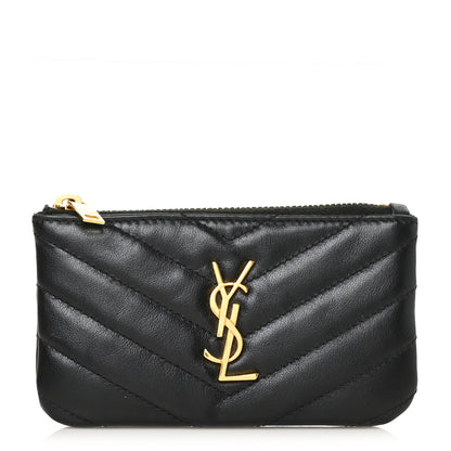 Saint Laurent Calfskin Matelasse Monogram Key Pouch Black 1 of 7