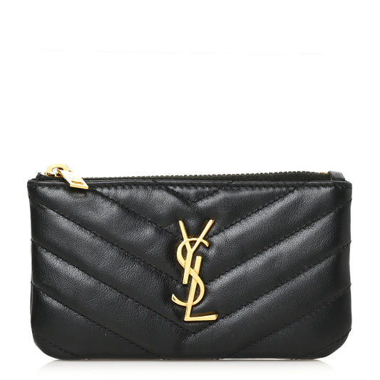 Calfskin Matelasse Monogram Key Pouch Black
